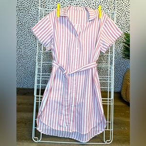 Preppy, Striped Button Down Shirt Dress
